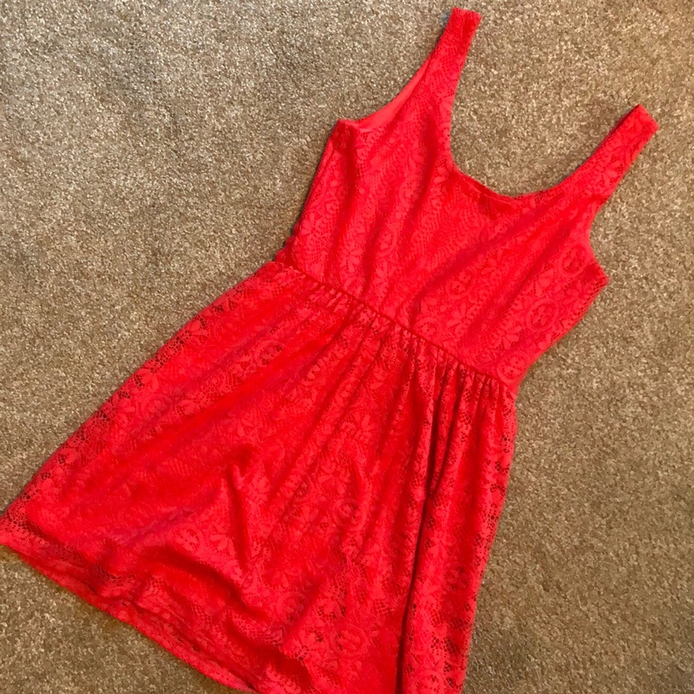 Lily Star Bright Red Lace Skater Dress - Picture 6 of 8